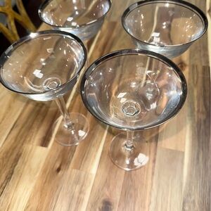 Mikasa Elegant Clear Glasses with Silver  Rim set of 4